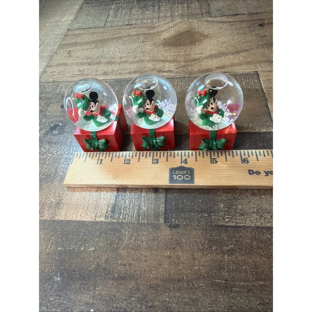 Disney JCPenney Mickey Mouse Christmas Holiday Mini Snow Globes Vintage Lot Of 3